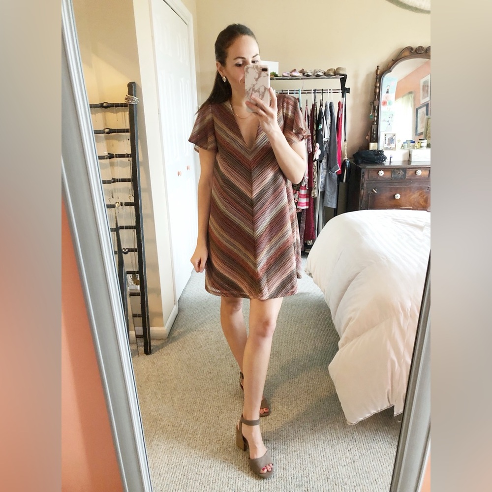 Bcbgeneration Mini Dress Multi Colored Small V Ne… - image 1